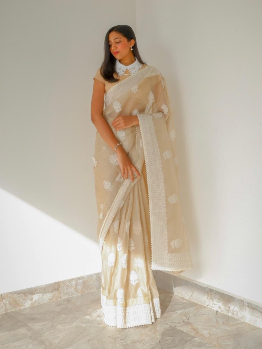 The long search - Tahlia Suraj in organza saree