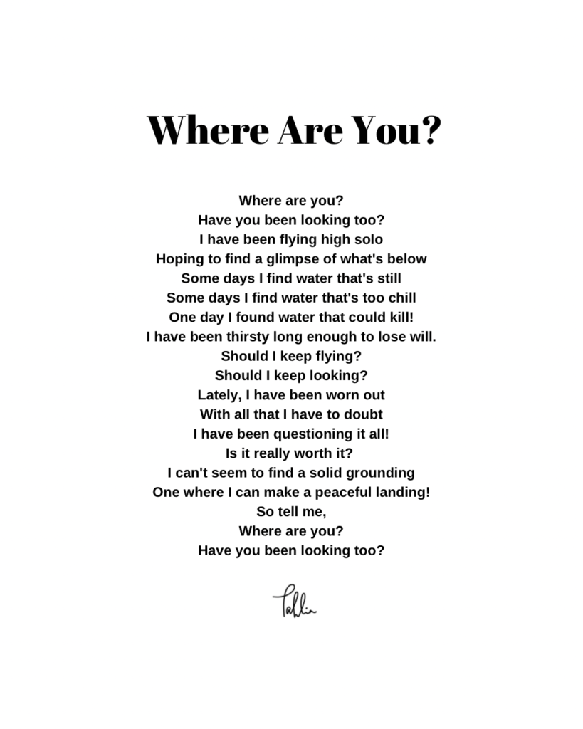 Where are you? - Poetry by Tahlia Suraj 