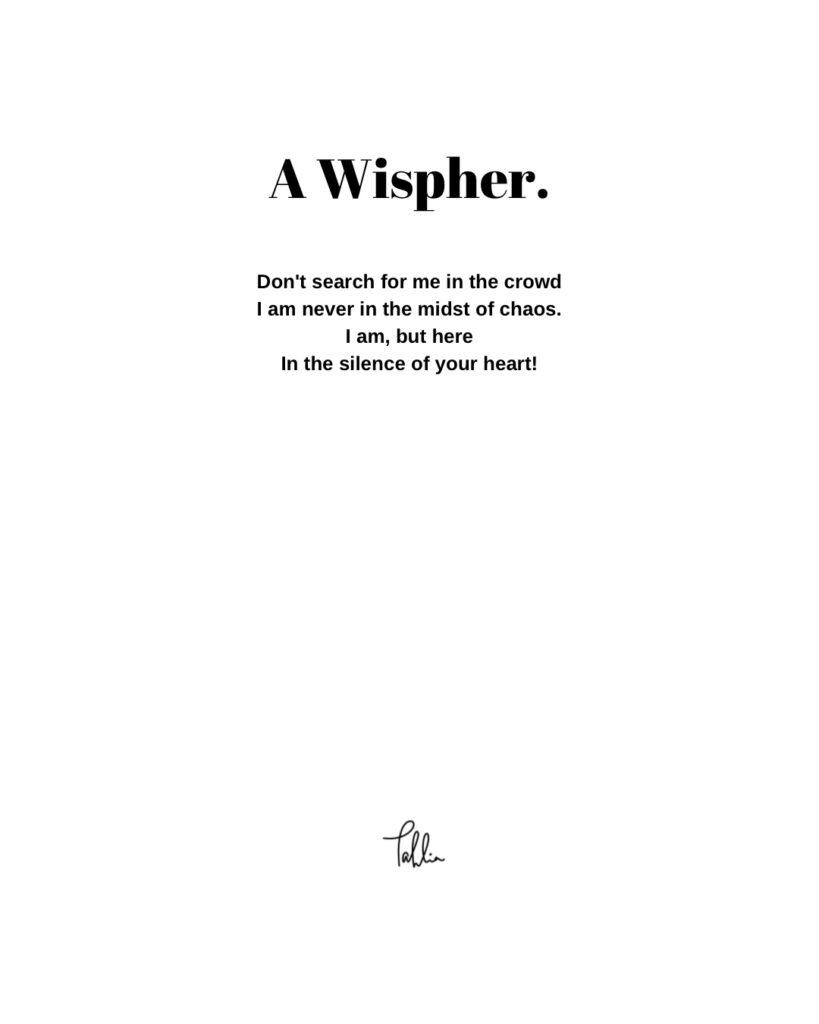 A wishper  - Poetry by Tahlia Suraj